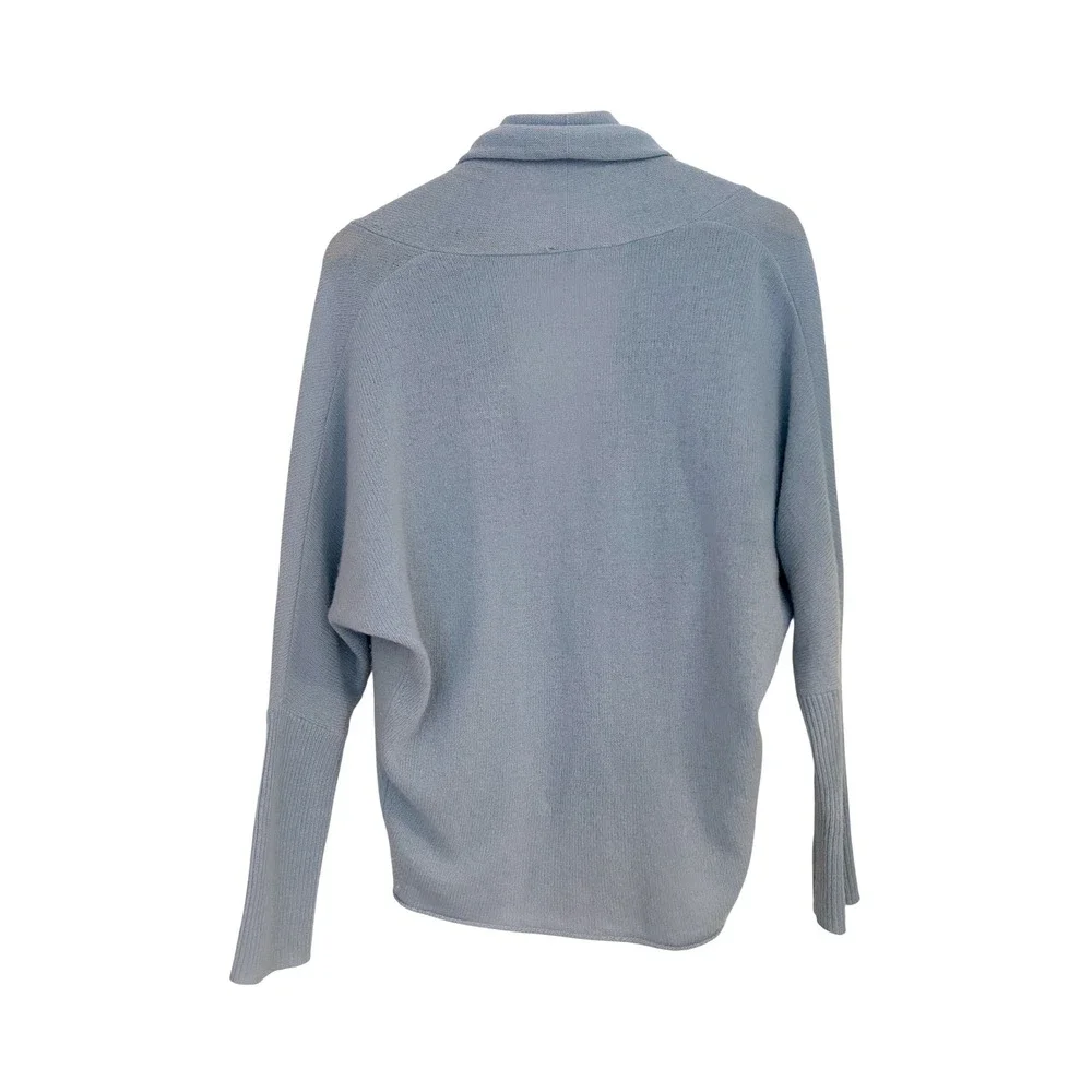 Margaret O'Leary 100% Cashmere Wrap Front Surplice Sweater Light Blue Small